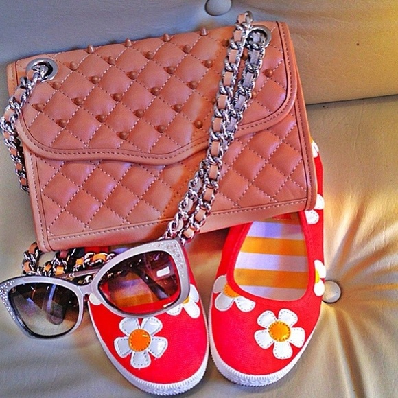 Rebecca Minkoff Quilted Studded Beige Shoulder Bag - Picture 14 of 17